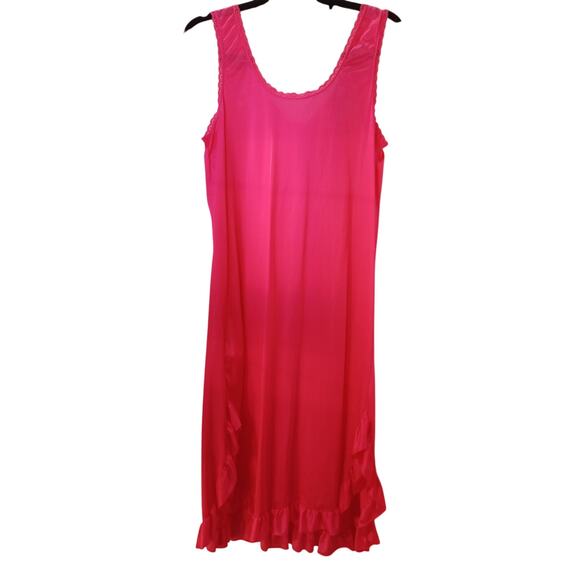 VTG Lorraine Pink Gown & Robe Set Pink Nylon Peignoir XL & Lace Trim Nightie M - Picture 8 of 12